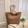 Hollow Paper Rope Straw Bag Seaside Hand-woven Bag Large Capacity Shoulder Tote Bag Women's Vacation Beach Bag