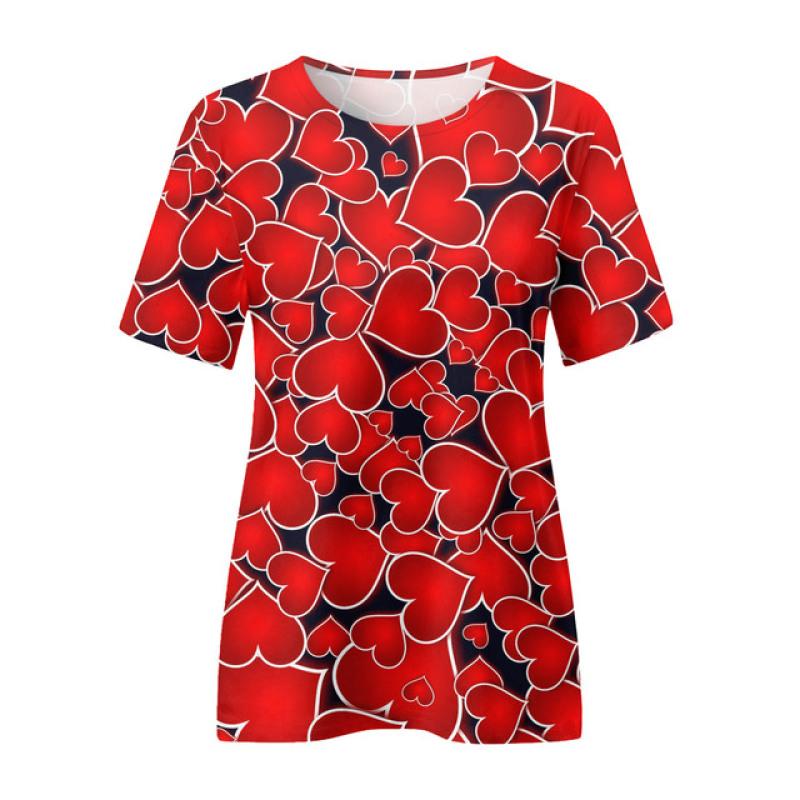 Женская футболка Love Pink с цифровым 3D принтом Y2k Elegance Vintage с коротким рукавом Элегантная повседневная удобная полиэстеровая футболка с круглым вырезом