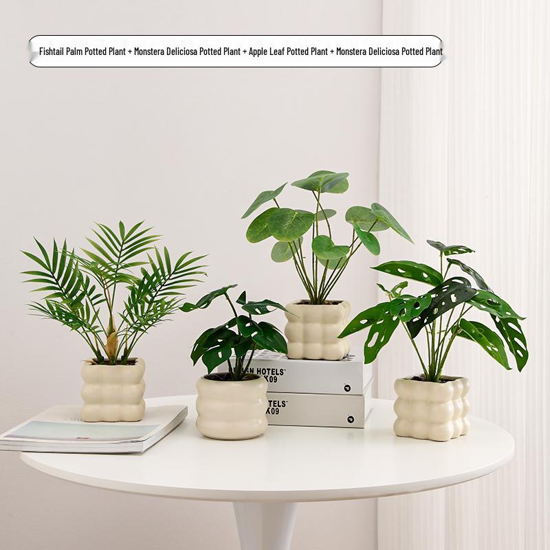 Nordic Small Potted Plant Decor - Indoor Bonsai & Bionic Greenery for Office or Living Room.