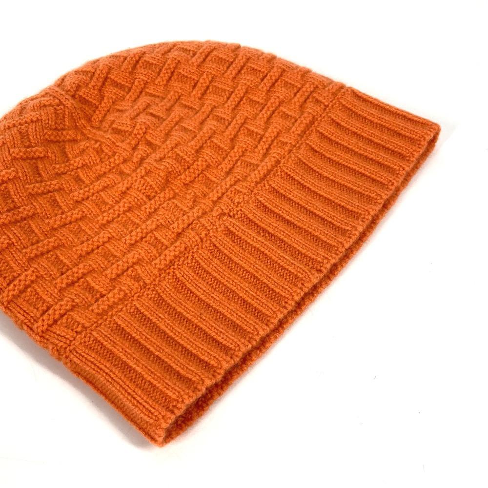 HERMES H logo beanie hat knit hat knit cap Knit hat Cashmere Orange