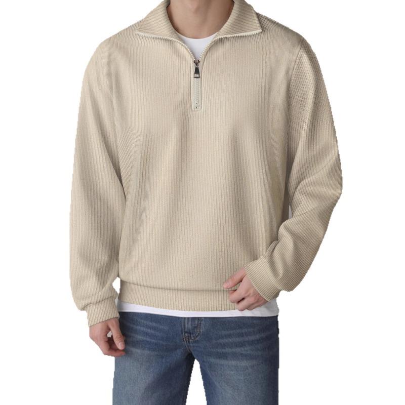 Men S Casual Loose Stand Collar Long Sleeve Solid Color Sweatshirt