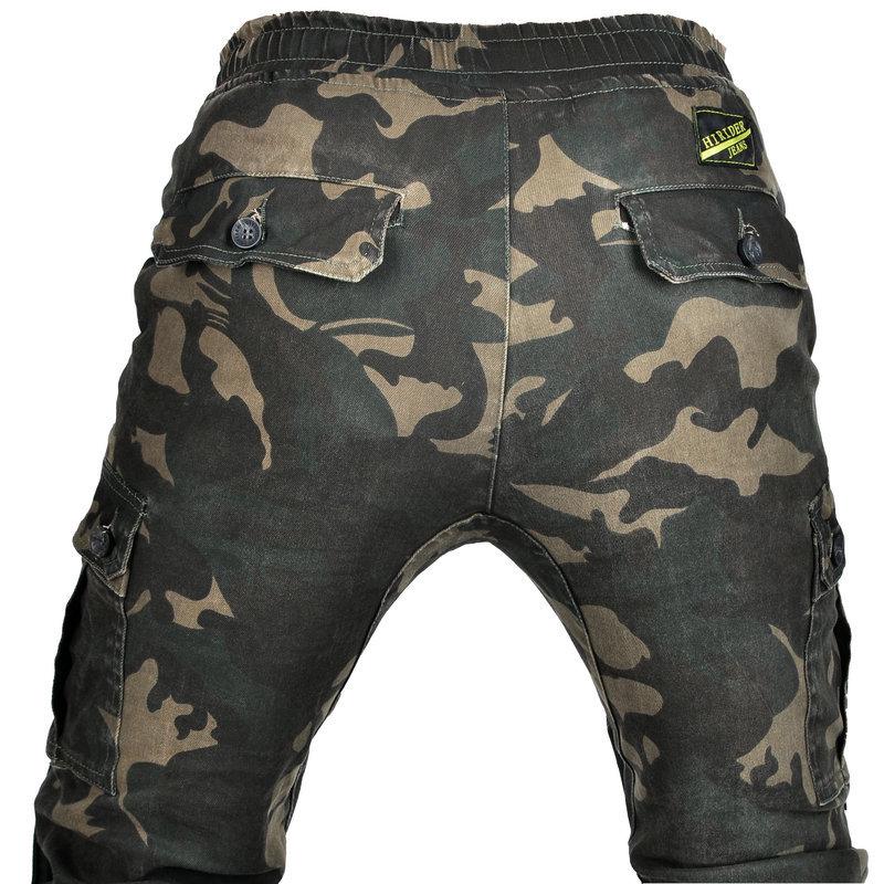 Men's Camouflage Motorcycle Jeans: Slim Fit, Multi-Pocket, Four Seasons, Anti-Fall Riding Pants.