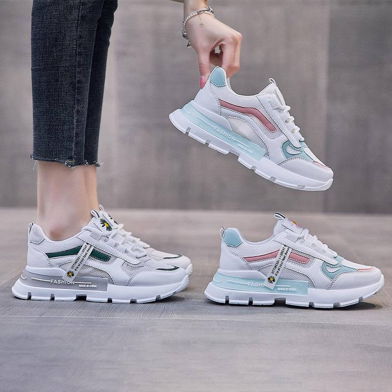 Женская обувь 2024 года, летняя спортивная обувь из дышащей сетки, женские кроссовки на платформе, нескользящие кроссовки на плоской подошве, повседневная обувьrf65