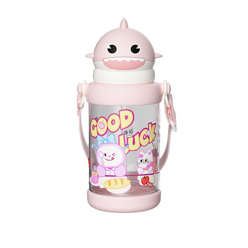 Kids Cartoon Plastic Cup With Straw For School And Travel
