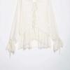 Womens Loose Fit V-Neck Lace Panel Long Sleeve Blouse Casual Elegant Shirt 2026