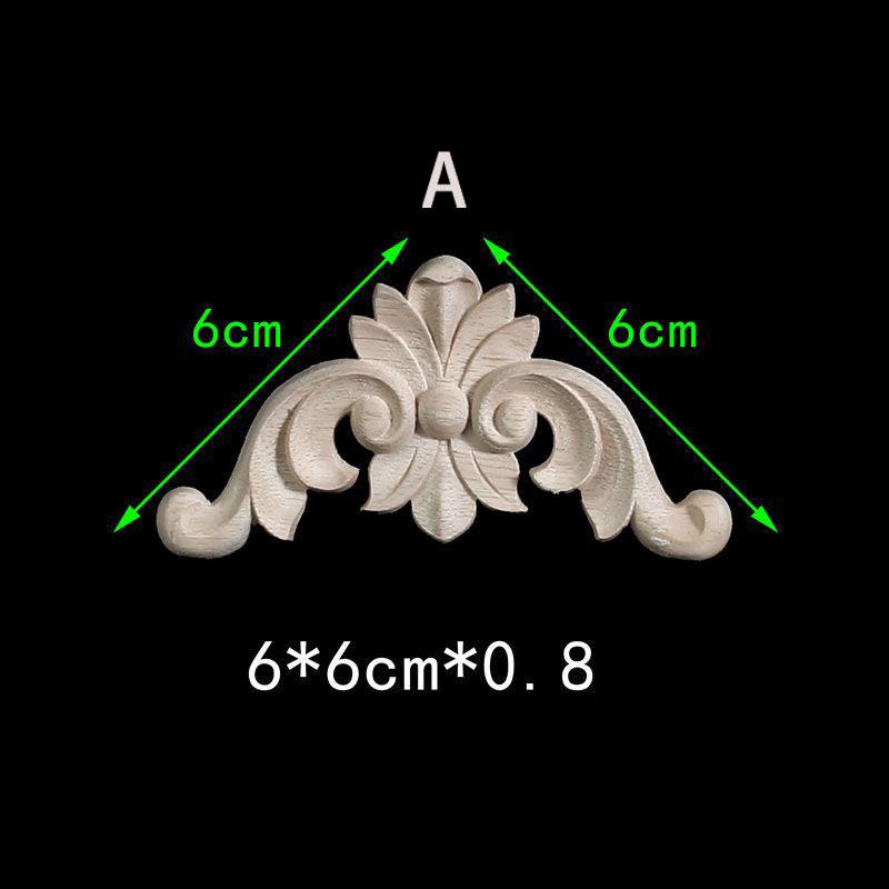 Unpainted Wood Carved Decal Corner Onlay Floral Appliques for Furniture Home Decoration Accessories Figurines for Decor Flowers