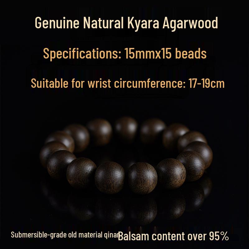 Natural Kyara Agarwood Mala 108 Beads Bracelet King Grade 0.8 - Unisex Buddhist Gift