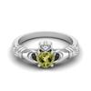 Ирландское кольцо Claddagh 5 мм Сердце Перидот 925 Проба Стерлинговое Серебро Одиночный Камень Женское Свадебное Кольцо
