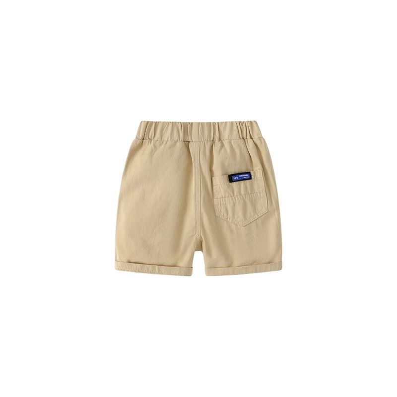 Summer Boys' Casual Blue Label Shorts Plaid Cotton and Linen Kids Fifth Pants Middle Pants Children Mid Waist Casual Casual Pants