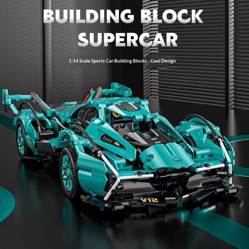 V12 Гоночный автомобиль Собери автомобиль Спорткар Игрушка для мальчика Строительный блок Механическая группа Версия с дистанционным управлением Механическая связь