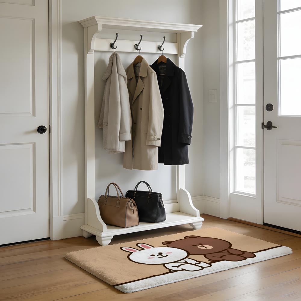 Floor Mat Soft Flannel Rug Non Slip Absorbent Mat for Bathroom Bedroom Home Decor Anime L LINE F FRIENDS