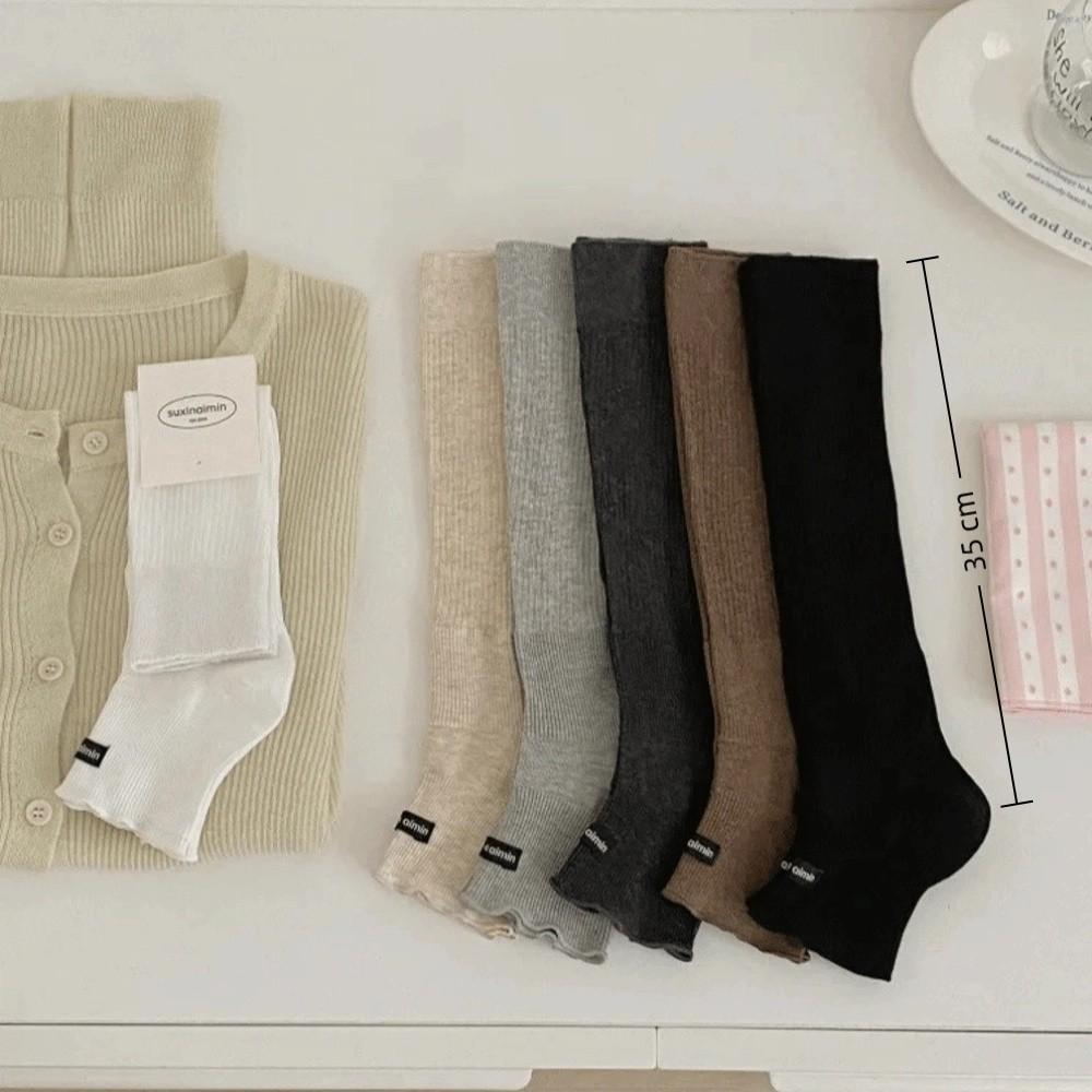 1Pair Thin Leg Warmers Cotton Knitted Foot Cover Cute Women Long Socks Lolita Style