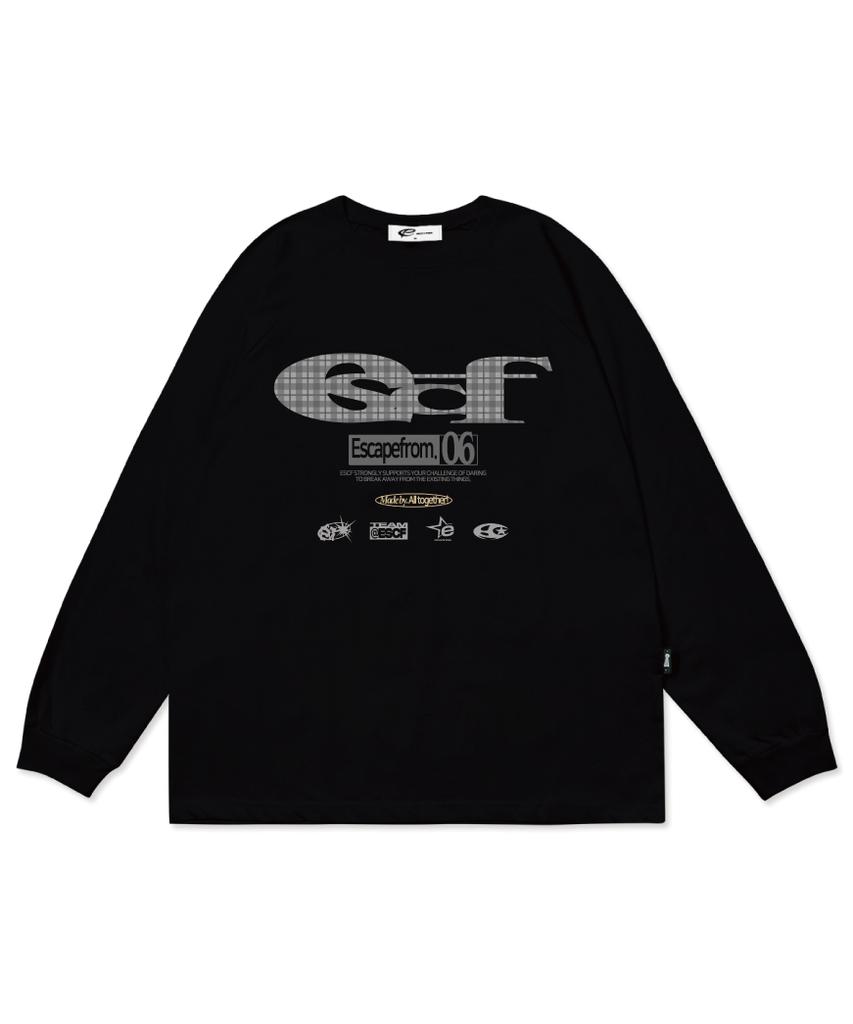 ESCAPEFROM Grey Check Escf Logo Collage Print Long Sleeve [3 Colors]