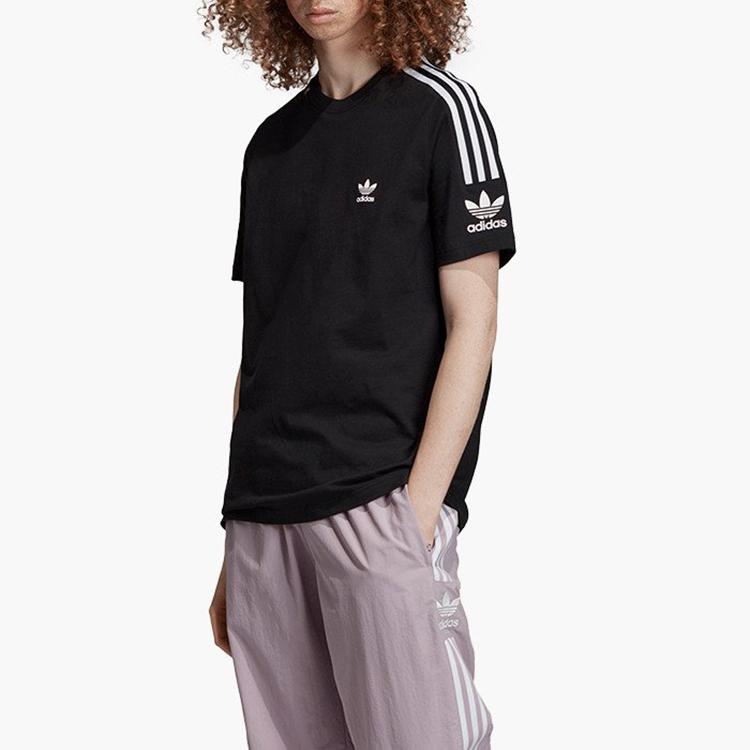 Adidas Originals Clover Retro 3-полосная футболка с круглым вырезом и короткими рукавами, мужские топы, черные ED6116