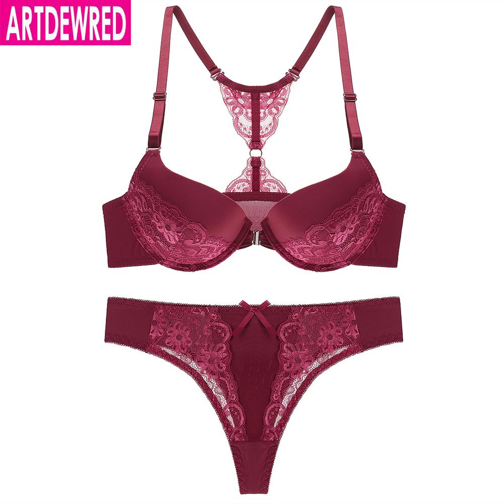 Artdewred Sexy Push Up Bra and Panties Set Front Closure Seamless Underwear Sets For Woman Beauty
