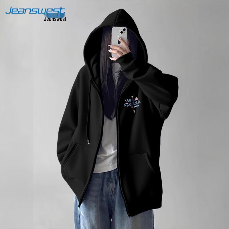 Женская толстовка с капюшоном и цветочным принтом Jeanswest свободного кроя