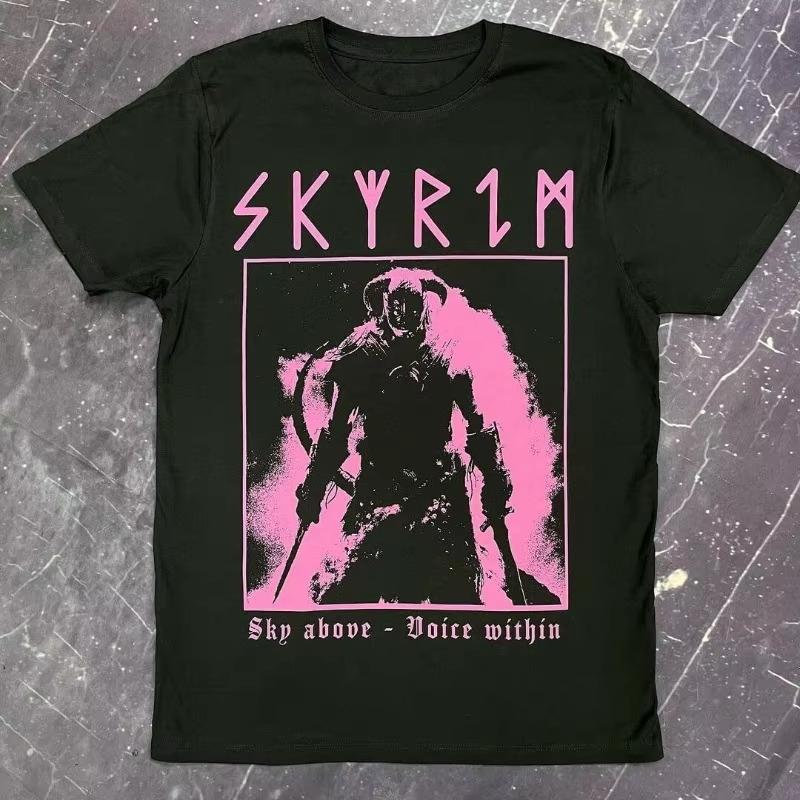 Футболка Skyrim Унисекс Летняя Dragonborn Нордическая Игровая Графика Короткий Рукав Оверсайз Уличная Одежда Свободный Крой Фанату The Elder Scrolls