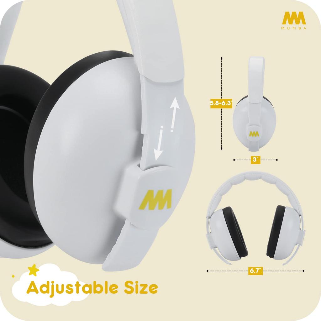 MUMBA Noise Reduction Earmuffs for Noise Sound Hearing Safety Earmuffs with Adjustable Soft Headphones for Children Months and Noise NRR 26dB Babies,