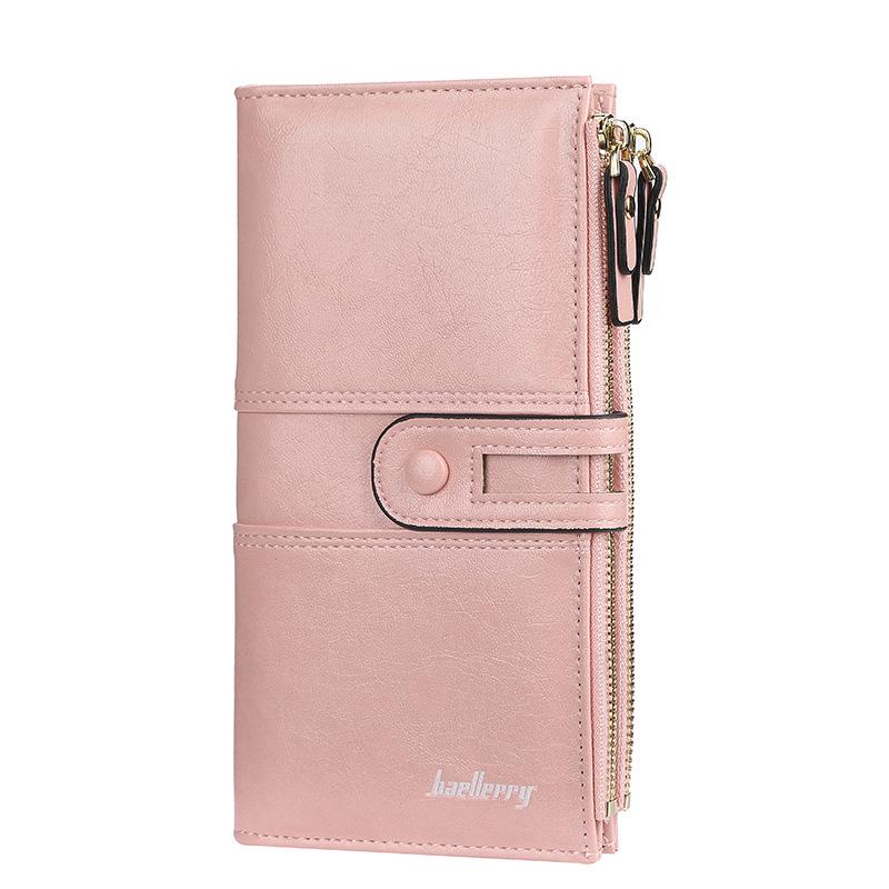 Baellerry Women's Long Wallet Snap Button Purse Multifunctional Billfold Fashion Cell Phone Bag Korean Style Zipper Coin Purse