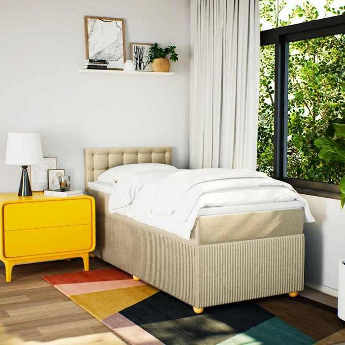 Maison Exclusive - Sommier à lattes de lit avec matelas Crème 90x200 cm Tissu