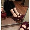 Grape Mother Studiolee Classic Versatile Round Head With Thick Heel Mary Jane Single Shoes Small Leather Shoes Women'S Winter