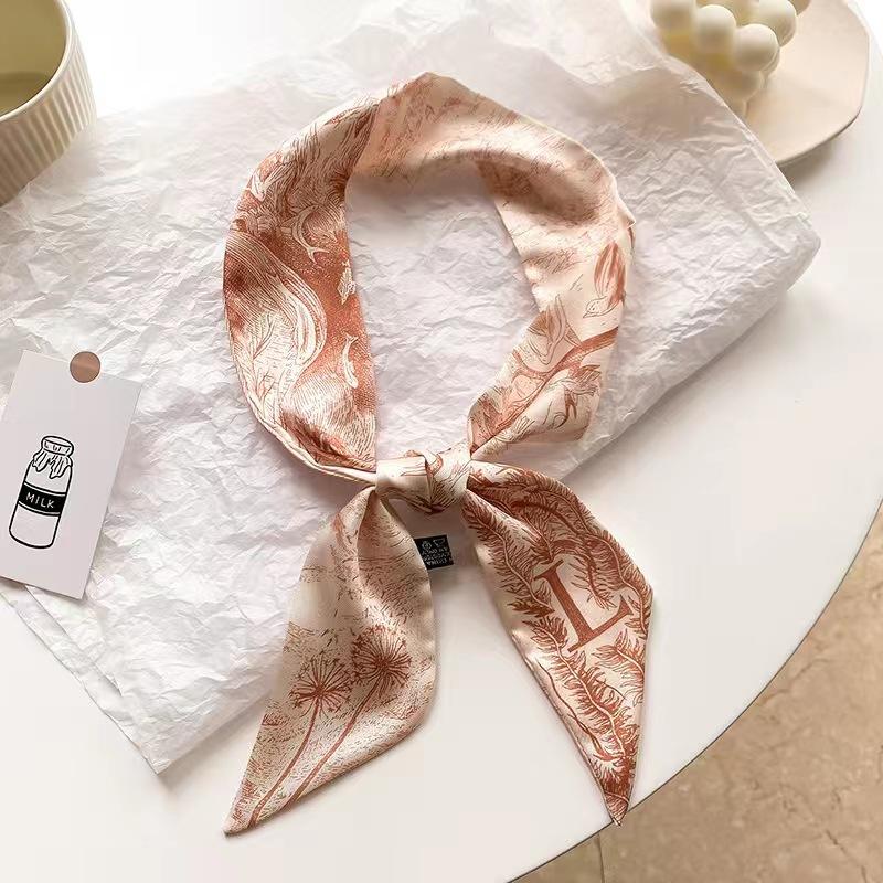 Маленький белый и нежно-зеленый шелковый шарф для женщин, тонкая лента, повязка на голову, резинка для волос, украшение для сумки, длинный