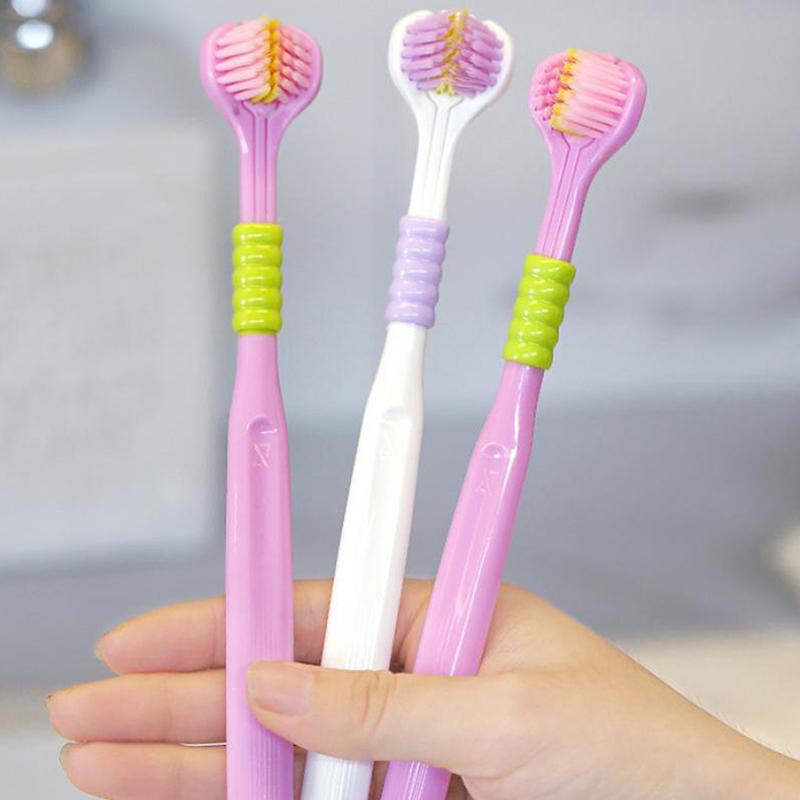 Бытовая трехсторонняя зубная щетка с мягкой щетиной, удобная, простая в использовании, для глубокой чистки, для взрослых, детей, мальчиков, девочек
