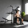 Multifunctional Training Station, Home Fitness Machine for Over 10 Exercises, Weights, Adjustable Fitness Bench, Black