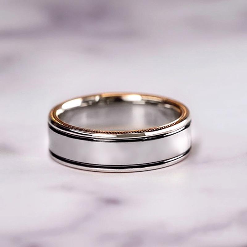 Комплект из трех колец, двухцветный, из розового золота, с сверкающим цирконом: Роскошное обручальное кольцо для женщин