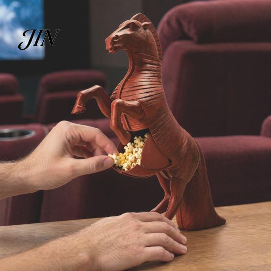 Контейнер для попкорна «Троянский конь», 3D-печатные стоячие фигурки-контейнеры, Современная фигурка для стола, Двойное использование: коробка для закусок и декора, Скульптура-ведерко для
