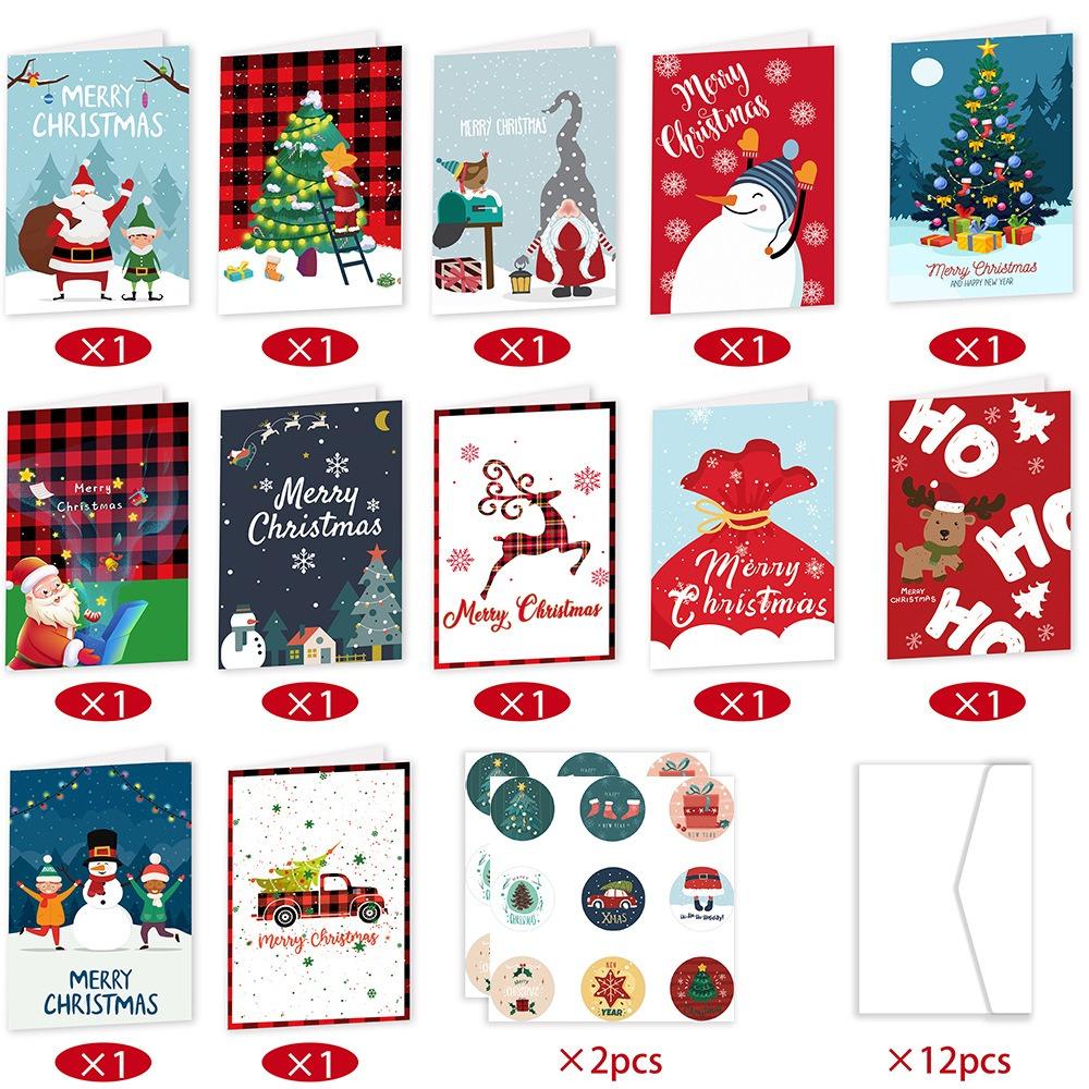 12pcs/set with Envelopes Party Invitation Cards Santa Claus Christmas Note Card Friend Gift