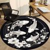 1pc Koi Fish Circle Chair Carpet for Office, Round Non Slip Durable Large Size Office Carpet, Suitable for Office