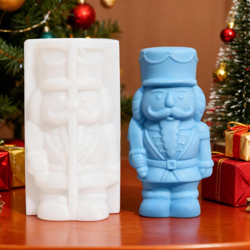 Christmas Candle Molds Reusable Holiday Nutcracker Holiday Silicone Molds Christmas Decorations For Wax Plaster Epoxy Soap Clay