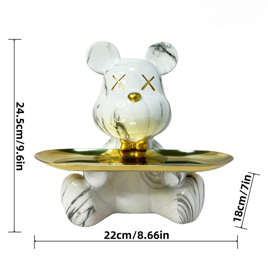 Trendy Colorful Graffiti Bear Abstract Resin Storage Statue Cute Doodle Animal Organizer Desk Holder for Home Office Ornaments