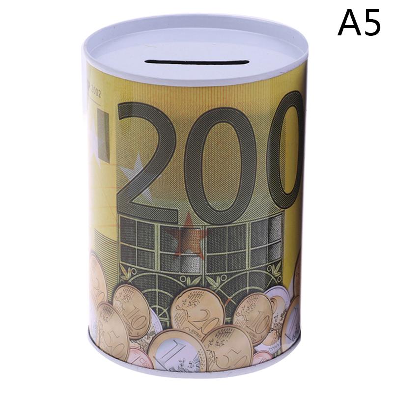 Euro Dollar Money Box Safe Cylinder Piggy Bank Banks For Coins Deposit Boxes