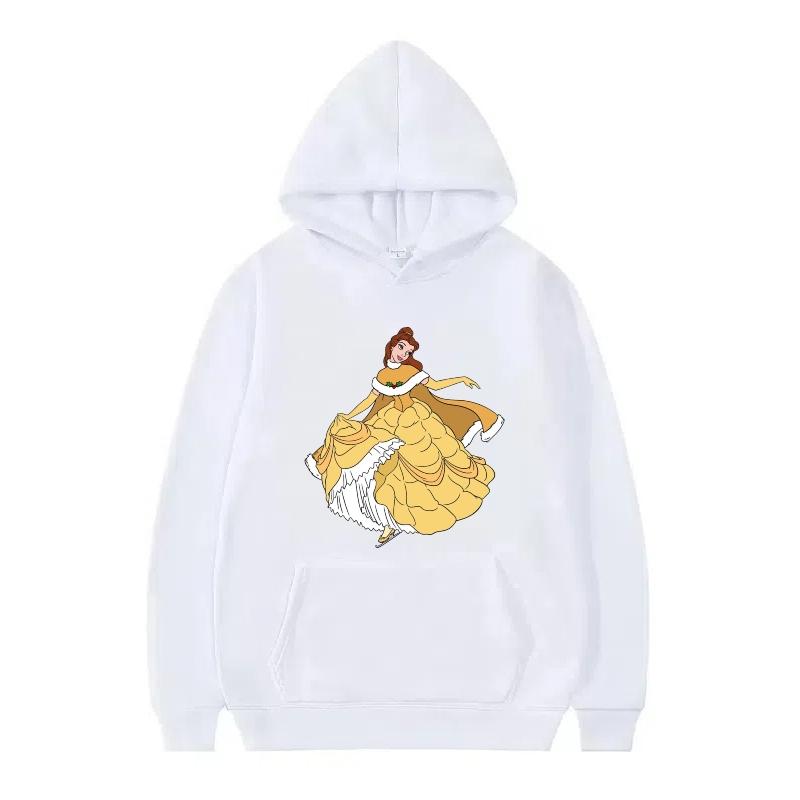 Disney Beauty And The Beast Princess Pattern Woman Loose Black Autumn Tops Clothes Pullovers Ladies Cheap Y2k Hoodies Men Sporty