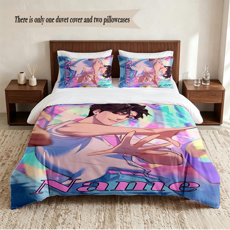 jinu Personalized Custom Name 3‑Piece Bedding Set Soft Duvet Cover Set For Bedroom Home Decor