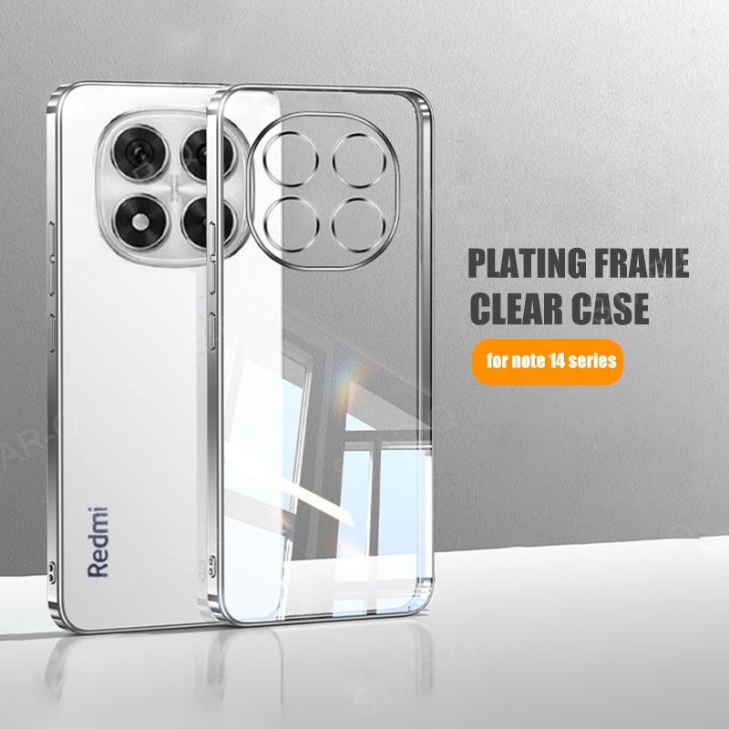 Note14 14pro Plating Transparent Case For Xiaomi Redmi Note 14 Pro Plus 4g g Soft Silicone Clear Back Cover Note14pro
