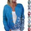 Women's Fashion Long Sleeve Christmas Snowman Snowflake Print Jacket Cardigan
