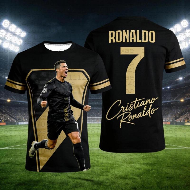 Футбольная футболка Ronaldo #7 Fan Edition для дышащих и удобных футбольных тренировок летом, семейные matching-топы