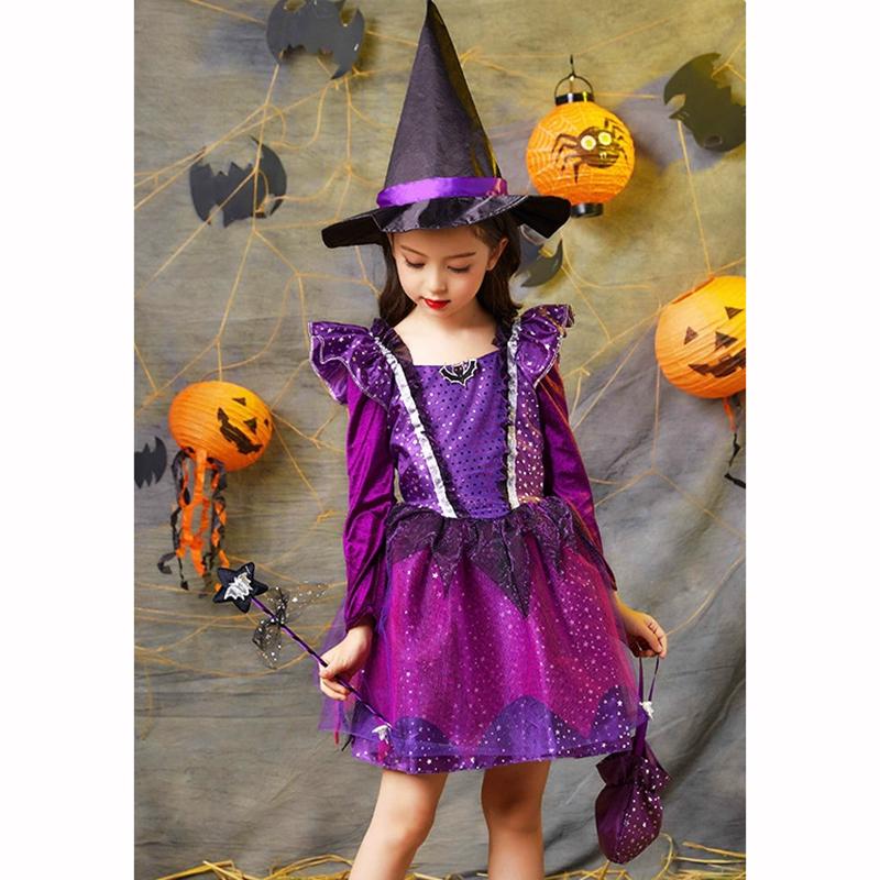Девочки Хэллоуин Косплей Шляпа Волшебная Палочка Конфеты Дети Дети Платье Девочка Карнавальная Вечеринка Выступление