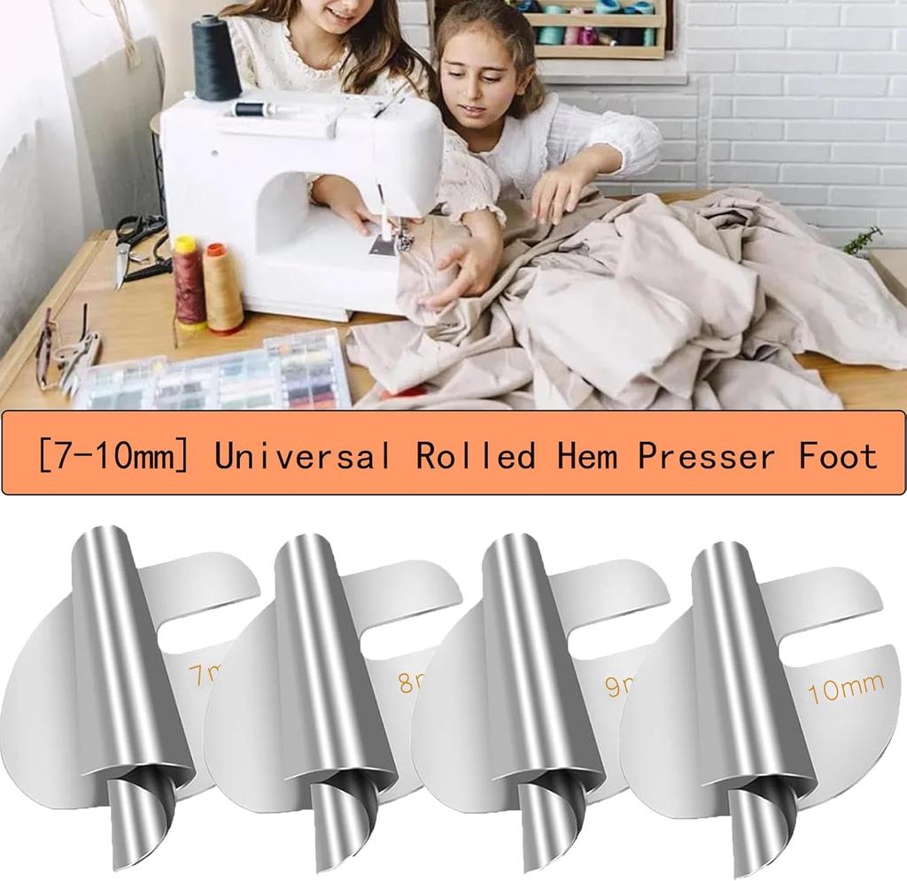 Универсальная швейная лапка для подгибки 4 шт., лапка для подгибки 7/8/9/10 мм шириной, лапка для подгибки валиком, лапка для швейной машины, подгибка для дома и промышленности