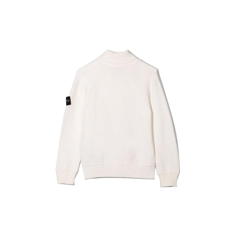 STONE ISLAND Свитер Вышивка логотипа Однотонный Теплый Водолазка Детский свитер Белый 7516504A2-V0001