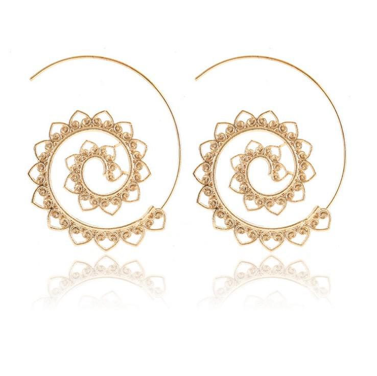 Серьги Western Spiral Oval и Heart в стиле ретро