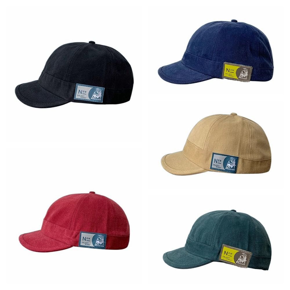Japanese Style Short Brim Baseball Cap Solid Color Peaked Cap Casual Sunscreen Sun Hat  Sports