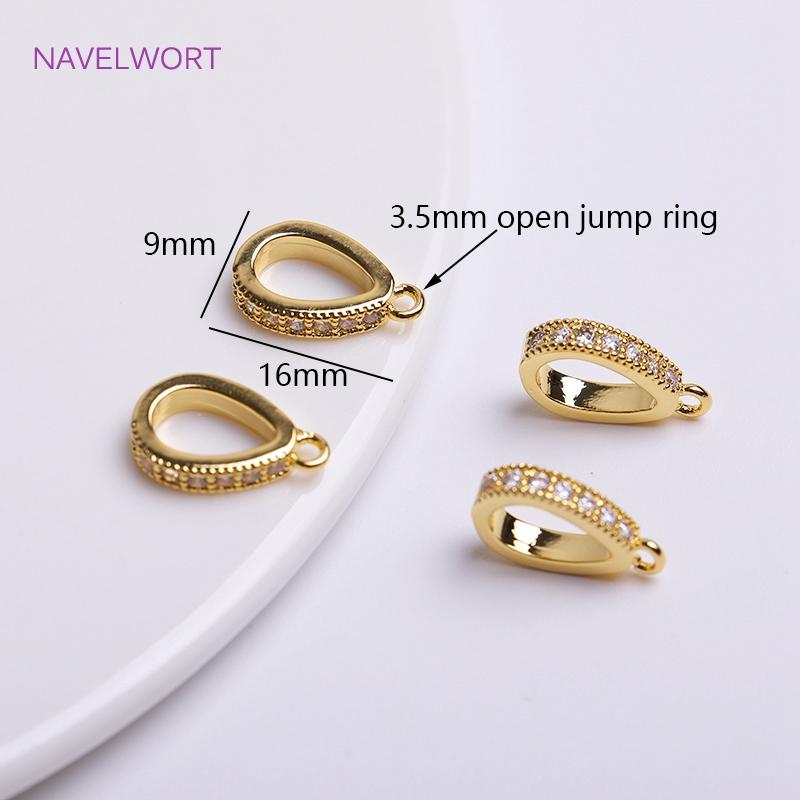 18K Gold Plated Tube Pendant Bail,Inlaid Zircon Pendant Charm Holder Spacer Connector For Fashion Jewelry Making Accessories