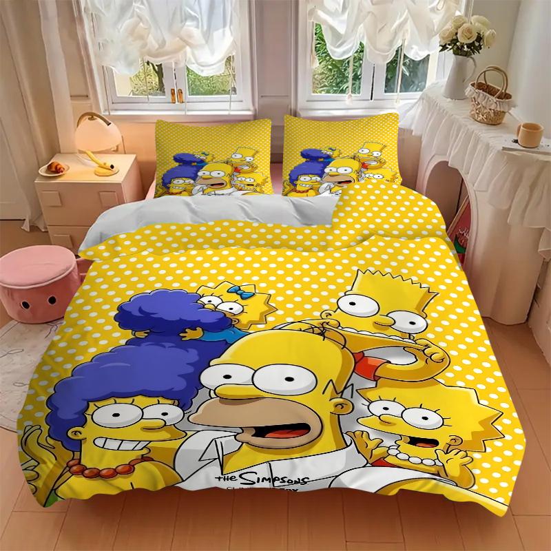 3Pcs Simpsons Family Adventure Bedding Sets For All Sizes New 3D Printed Bed Cover Comforter Duvet Cover Pillowcase Bedroom Decoration