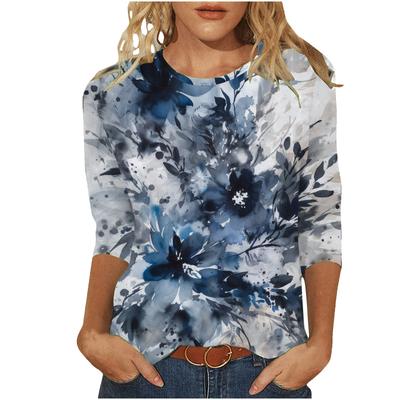 Футболка с длинным рукавом для женщин 2024 года с цветочным принтом, модные женские футболки, повседневные роскошные женские футболки, свободные футболки Y2k для девочек