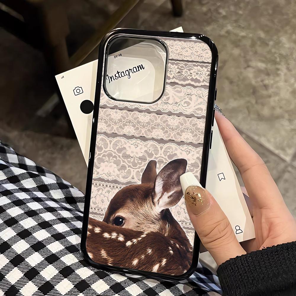 Кружевной чехол для телефона с оленем для IPhone 17 Air 16 15 13 12 11 14 Pro Max 16 15 14 Plus 17 16 15 14 Plus Чехол Обложка Funda Бампер Coque