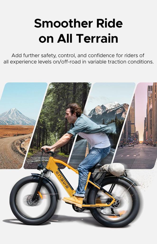 ENGWE E26 Electric Bike 26" Thick Tire 250W Motor 48V16AH Battery Max Range 140km